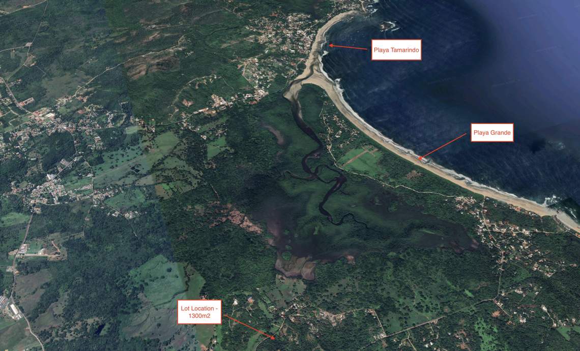 1300m² lot located less than 10 minutes from Playa Grande