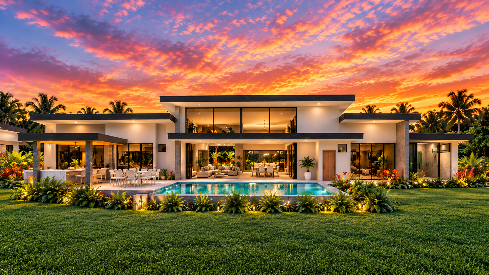 Vista Ridge Lot 30A sunset exterior and pool